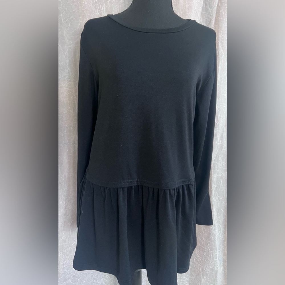 Black Long Sleeve Peplum Top